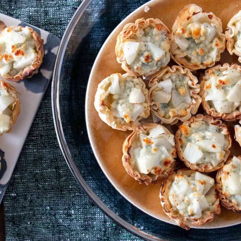 Pear And Gorgonzola Tarts With Walnut Crust