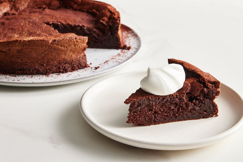 Dark Chocolate Soufflé Cake With Espresso Cream