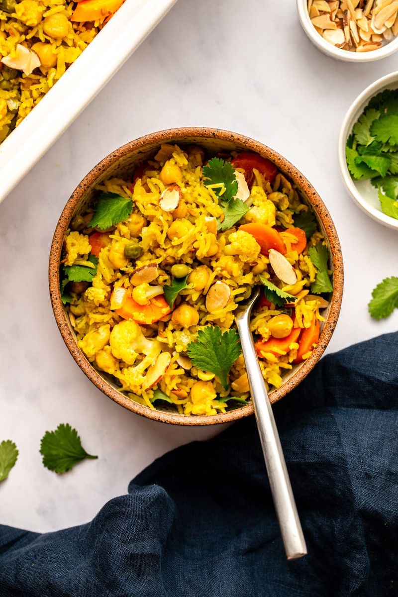 Cauliflower Chickpea Curry Casserole