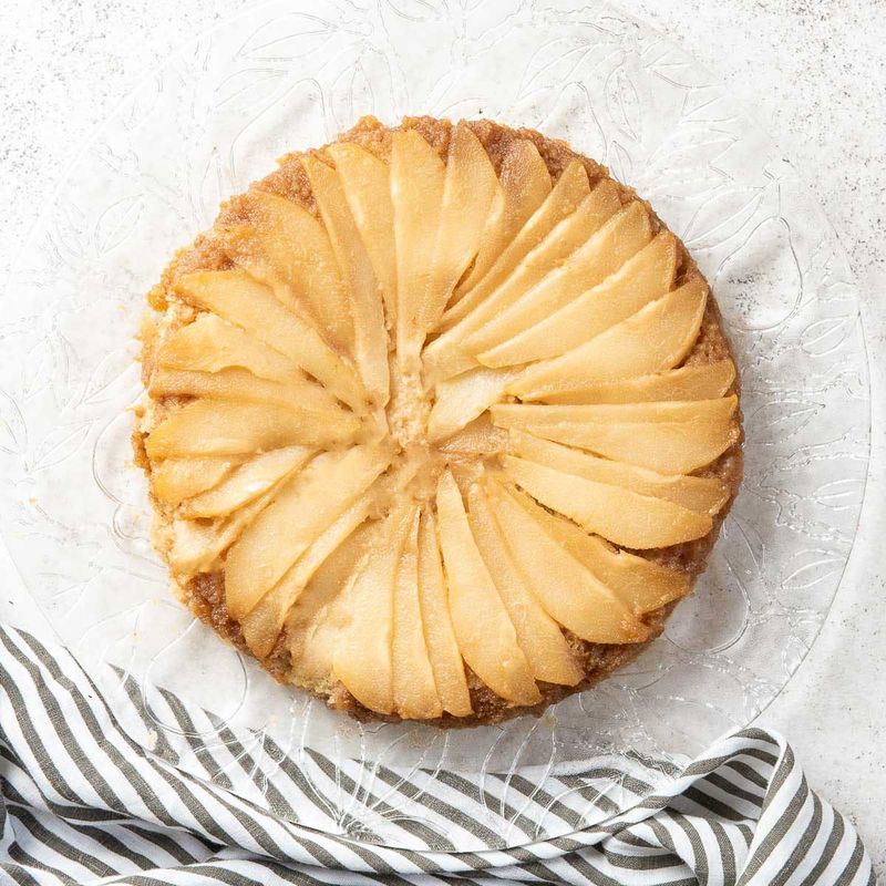 Walnut Pear Upside-Down Cake
