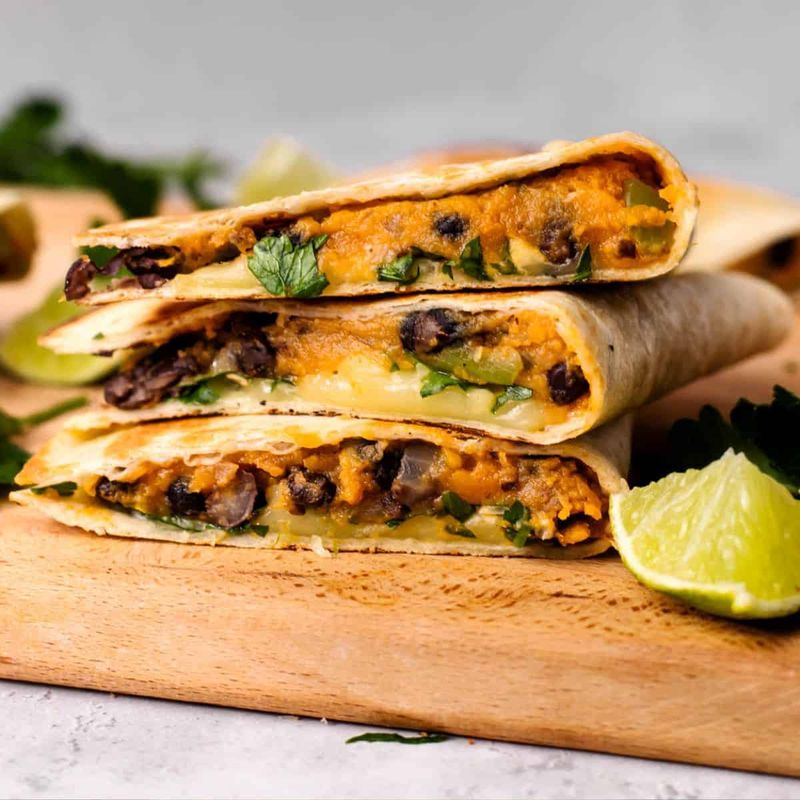 Spicy Sweet Potato & Black Bean Quesadillas