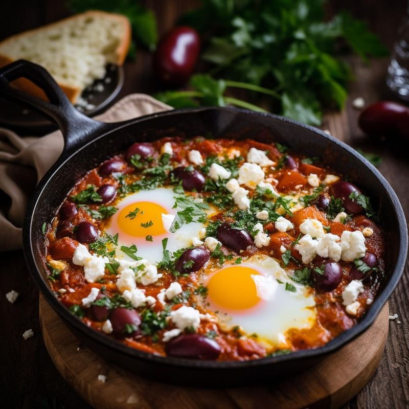 Shakshuka With Olive Oil And Crumbled Feta