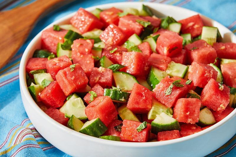 Watermelon, Cucumber, And Mint Salad