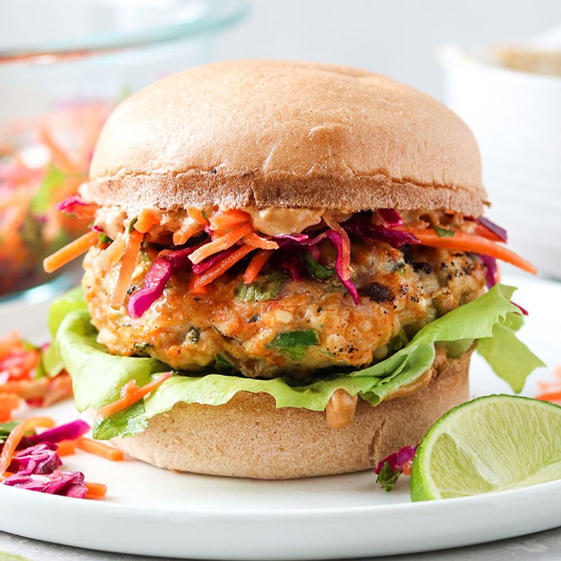 Carrot-Ginger Burgers With Cilantro Slaw
