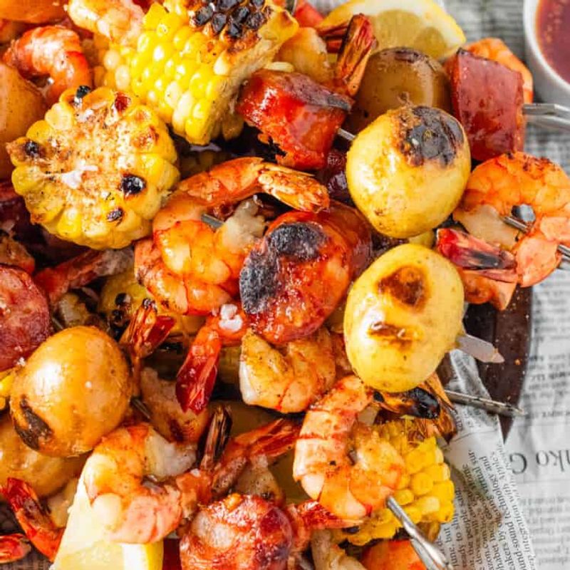 Cajun Sausage & Shrimp Boil Skewers