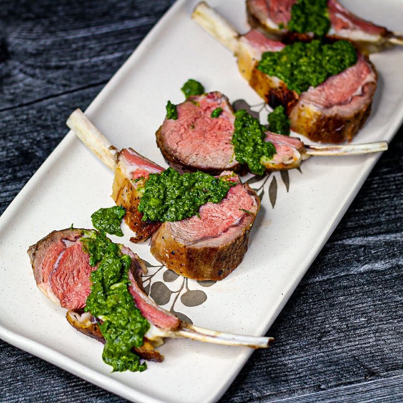 Herb-Crusted Lamb Chops With Mint Pesto