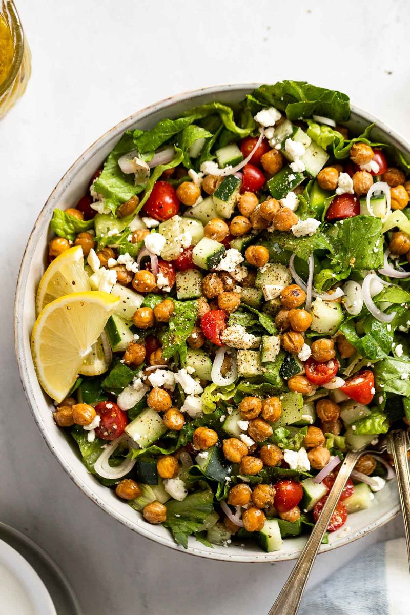 Greek Salad With Herbed Chickpeas
