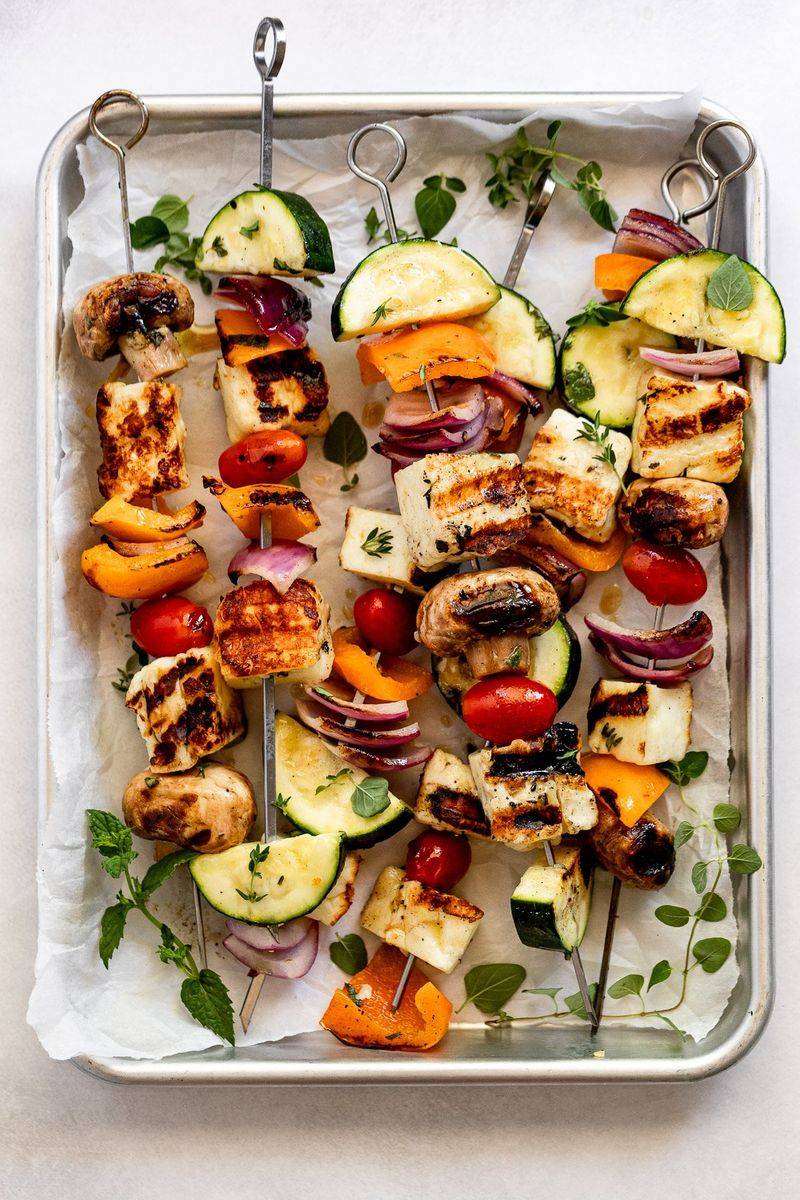 Grilled Veggie & Halloumi Skewers
