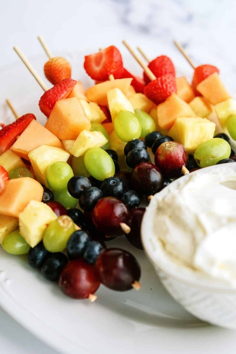 Rainbow Fruit Skewers With Honey-Lime Glaze