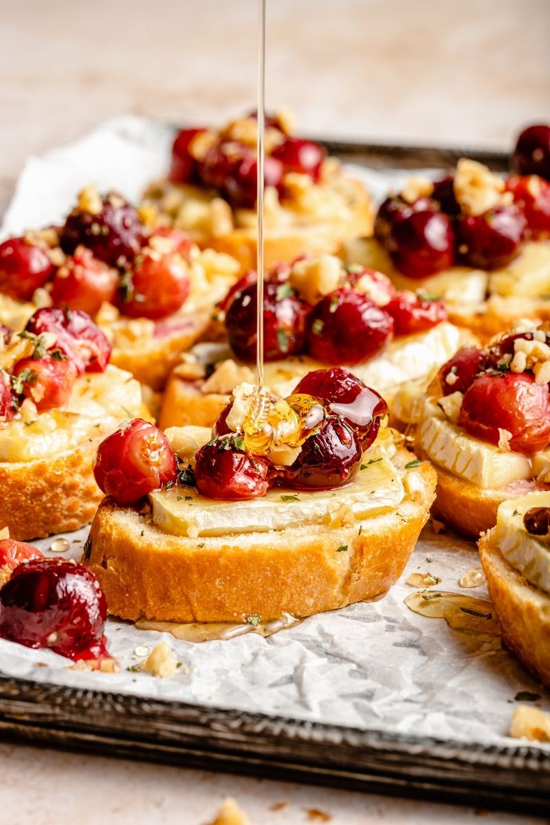 Roasted Grape And Brie Crostini