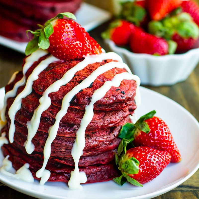 Fluffy Red Velvet Pancakes