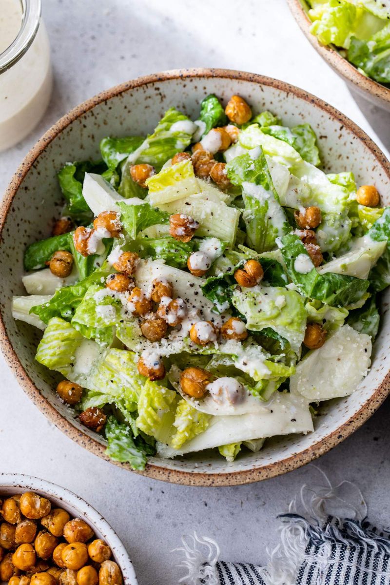 Grilled Chicken Caesar With Crispy Chickpeas