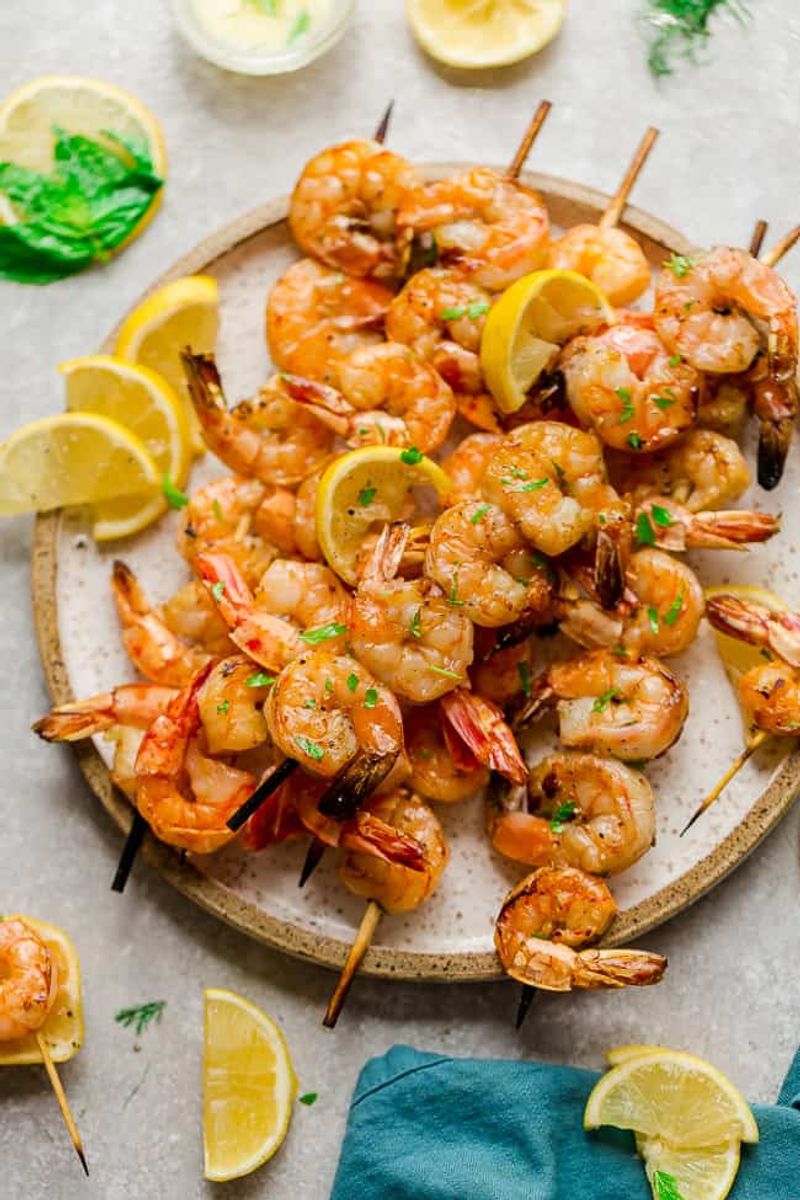 Grilled Shrimp Skewers With Lemon