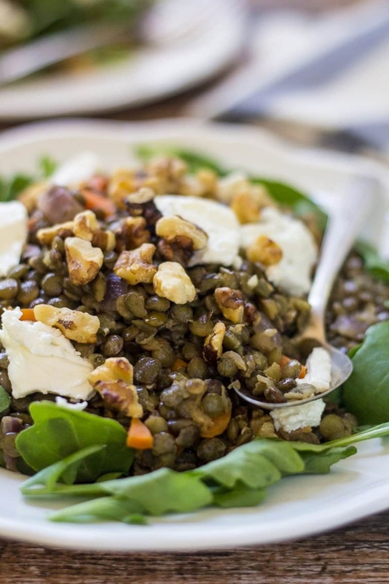 Warm Lentil And Goat Cheese Salad