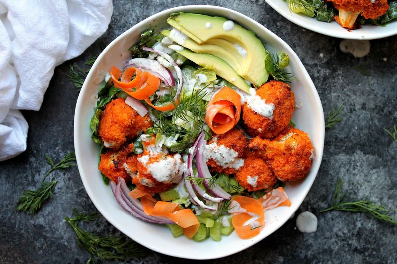 Buffalo Cauliflower Ranch Salad