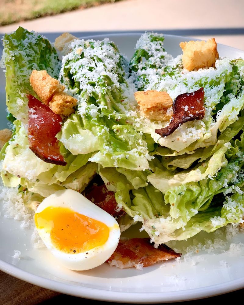 Caesar Salad With Crispy Bacon And Soft-Boiled Egg
