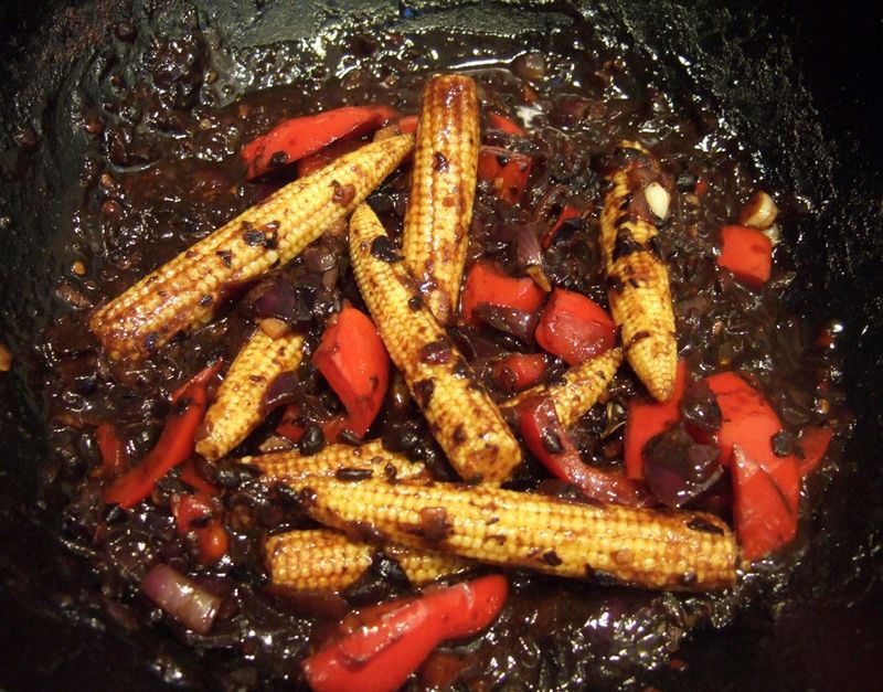 Baby Corn In Black Bean Sauce