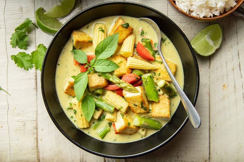 Thai Green Curry With Baby Corn