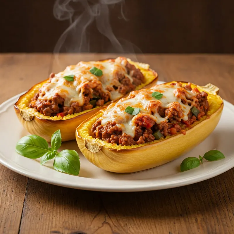 Beefy Spaghetti Squash Boats