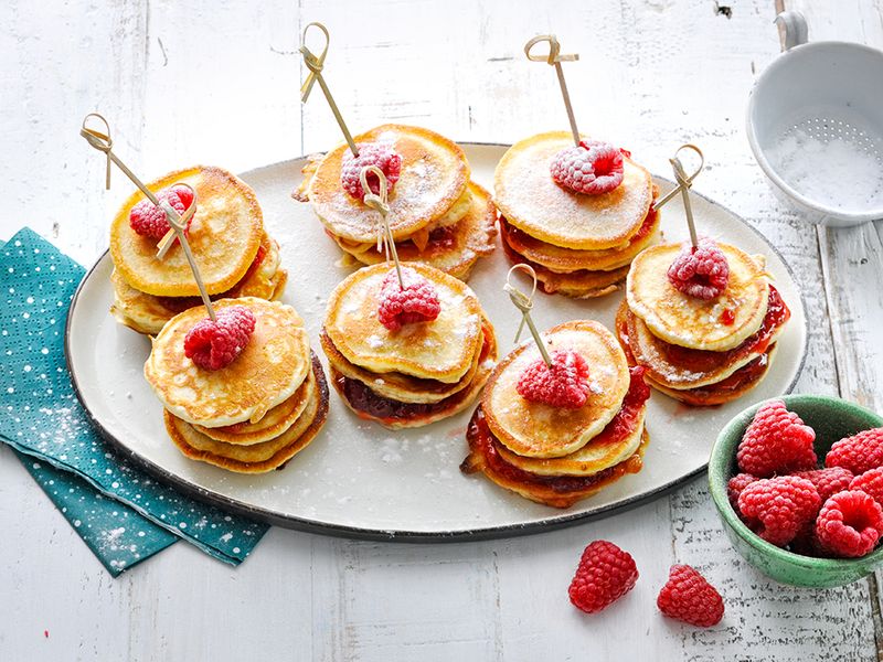 Mini Pancake Stacks With Syrup Dip