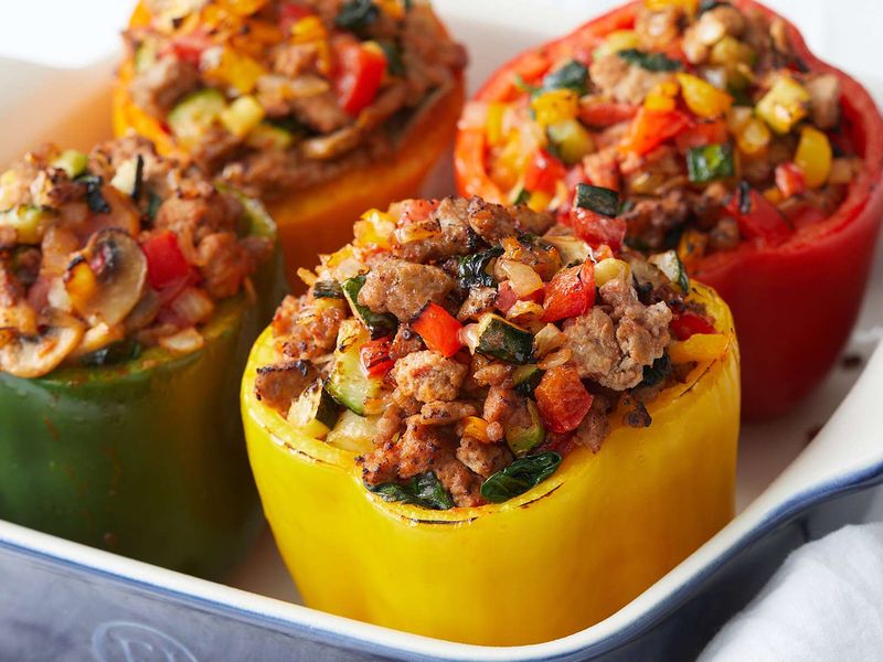 Stuffed Bell Peppers With Ground Turkey And Brown Rice
