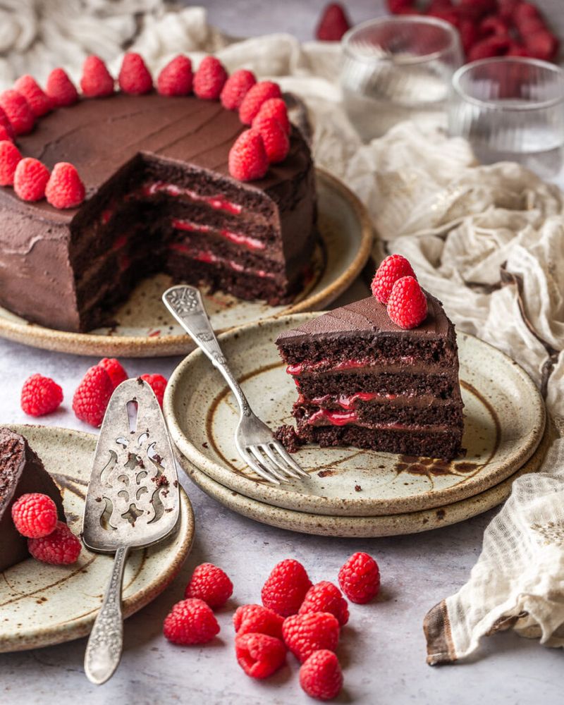 Raspberry Dark Chocolate Layer Cake