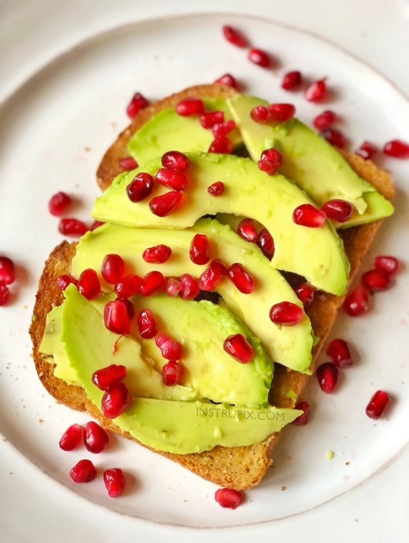 Avocado Toast With Pomegranate Seeds