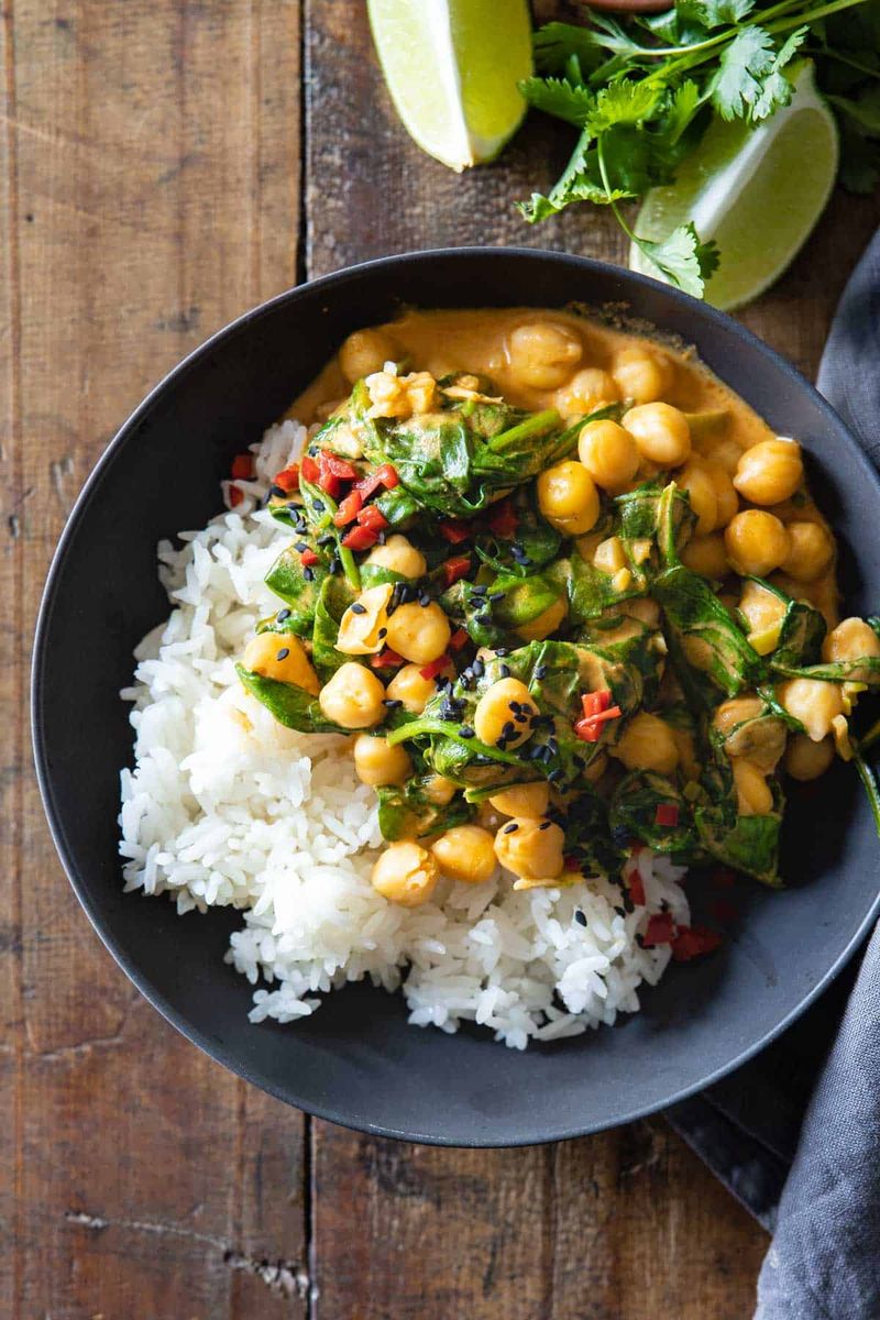 Chickpea And Spinach Coconut Curry