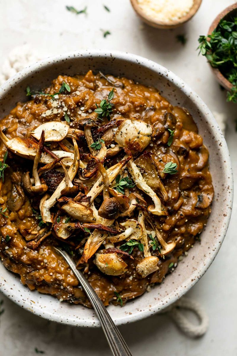 Mushroom And Roasted Garlic Risotto