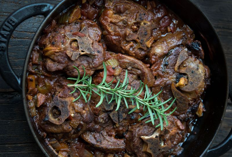 Braised Lamb Neck In Tomato And Red Pepper Sauce