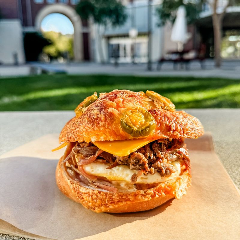 Einstein Bros. Texas Brisket Egg Sandwich On A Bagel