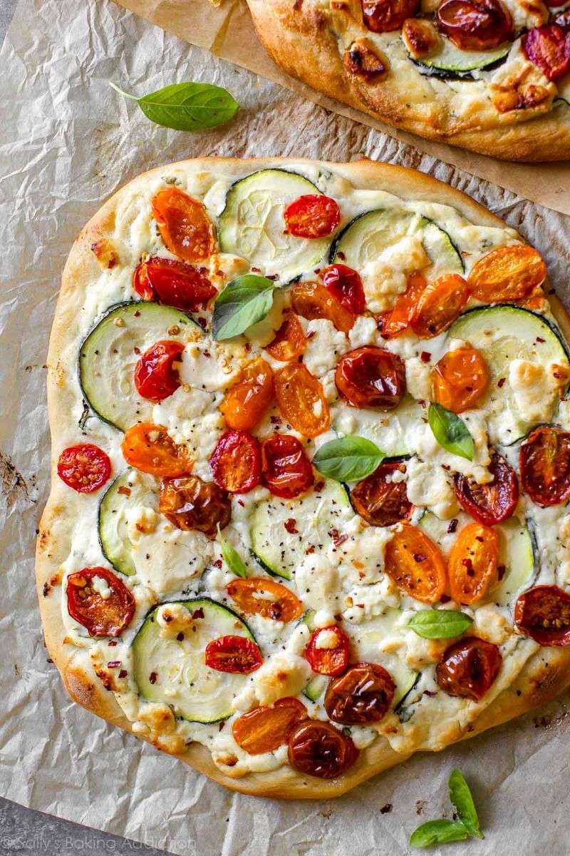 Zucchini Ribbon And Feta Flatbreads