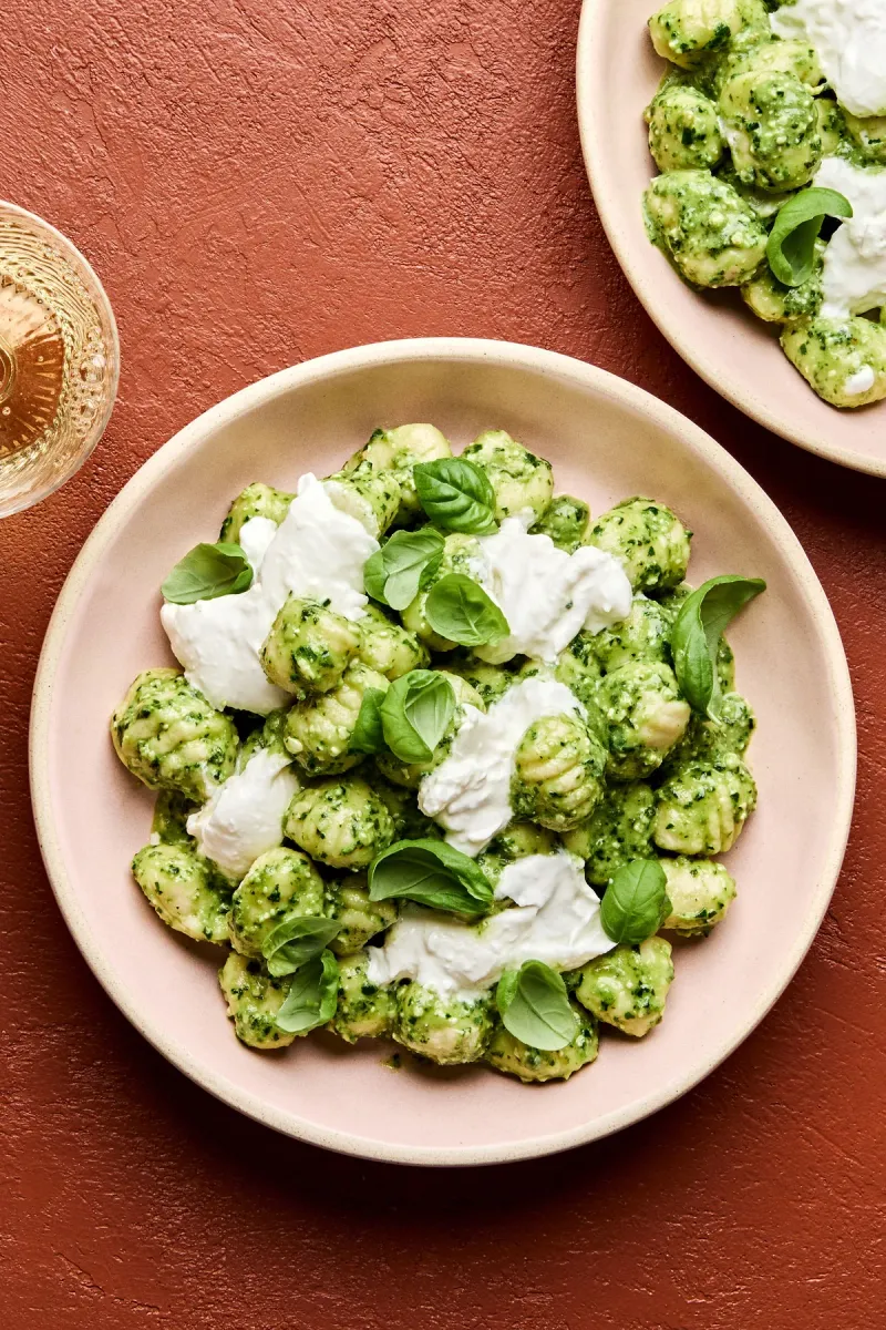 Creamy Pesto Gnocchi With Burrata