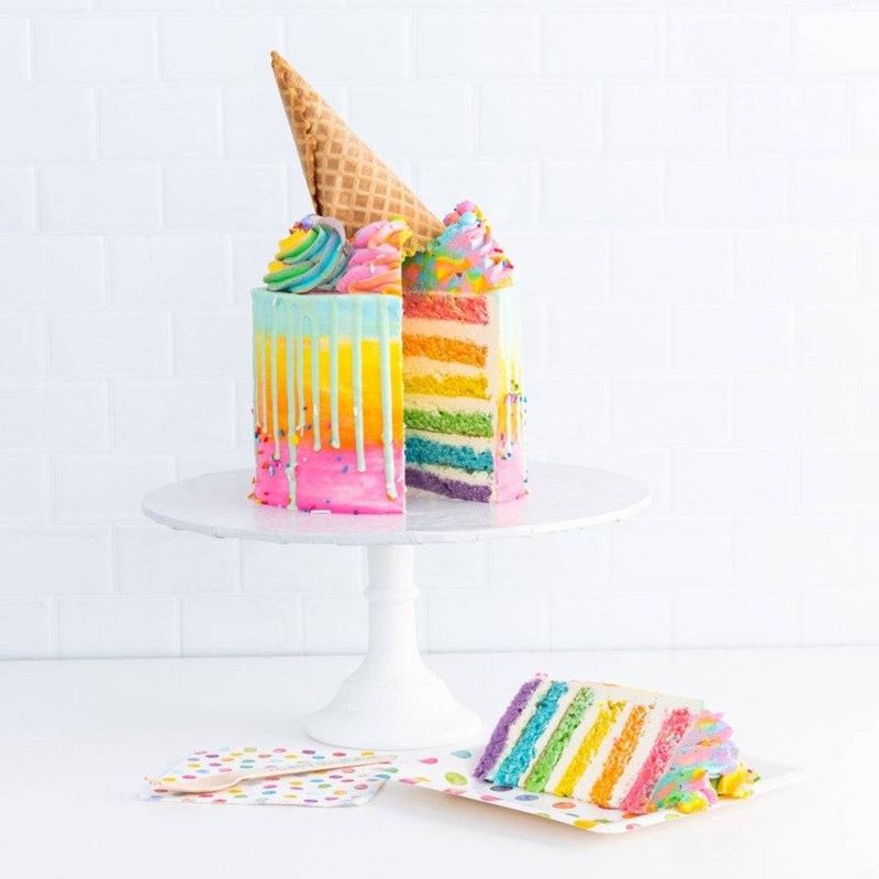 Layered Rainbow Ice Cream Cake