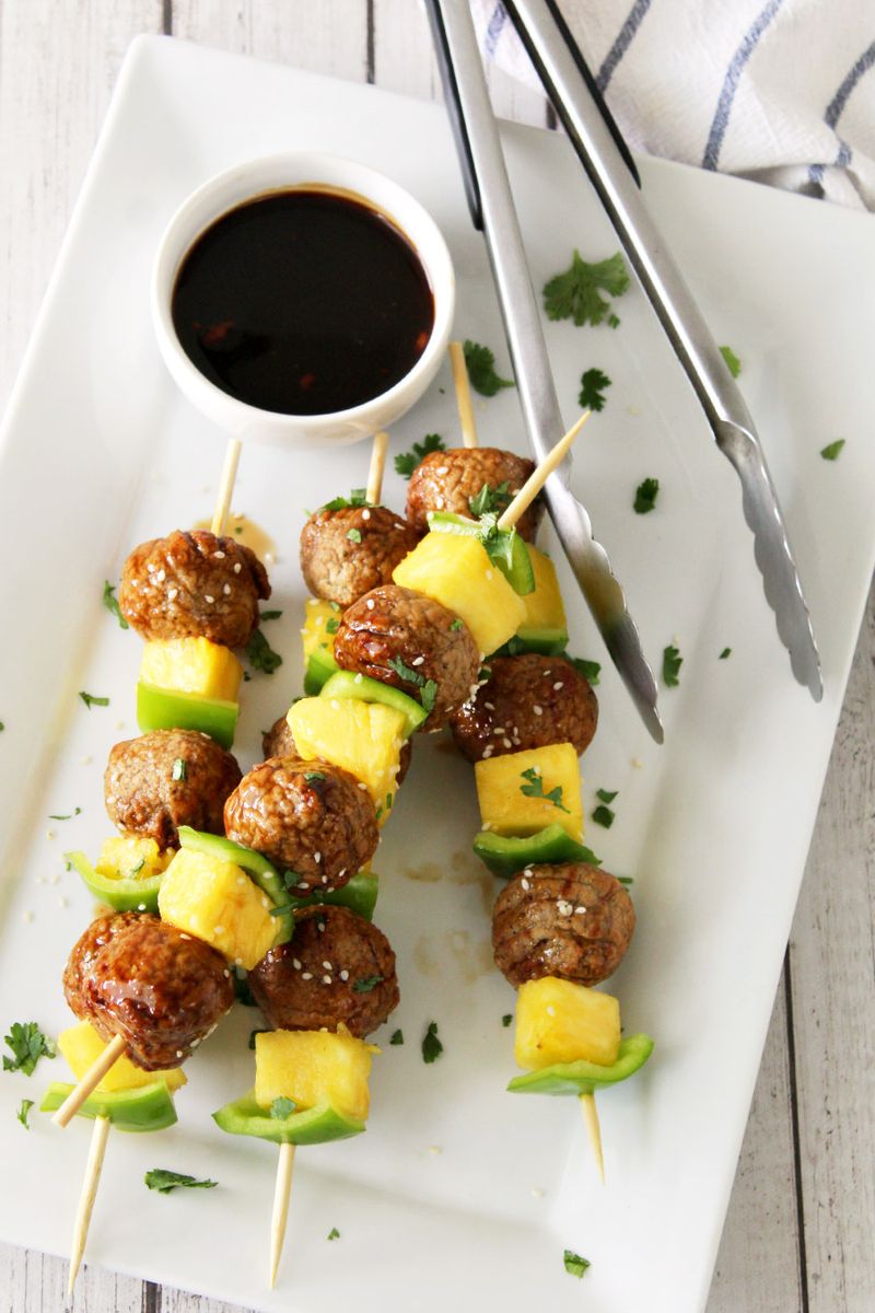 Grilled Pineapple & Teriyaki Meatballs