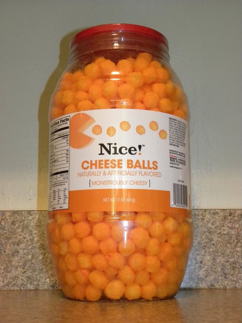 Cheese Balls In Giant Plastic Containers