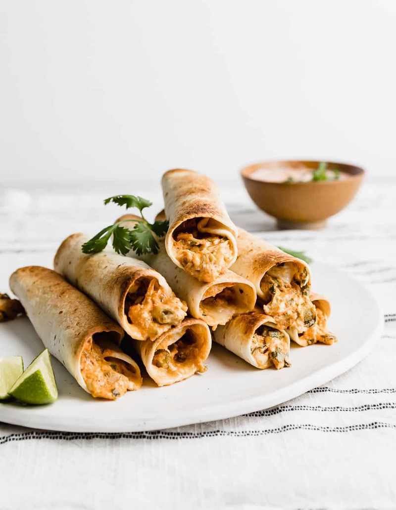 Baked Chicken Taquitos With Greek Yogurt Dip