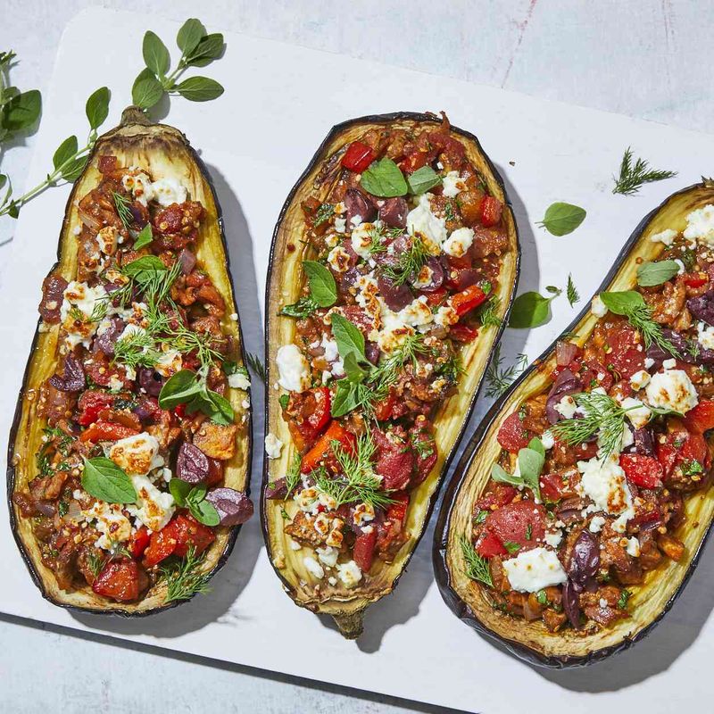Greek-Style Stuffed Eggplant