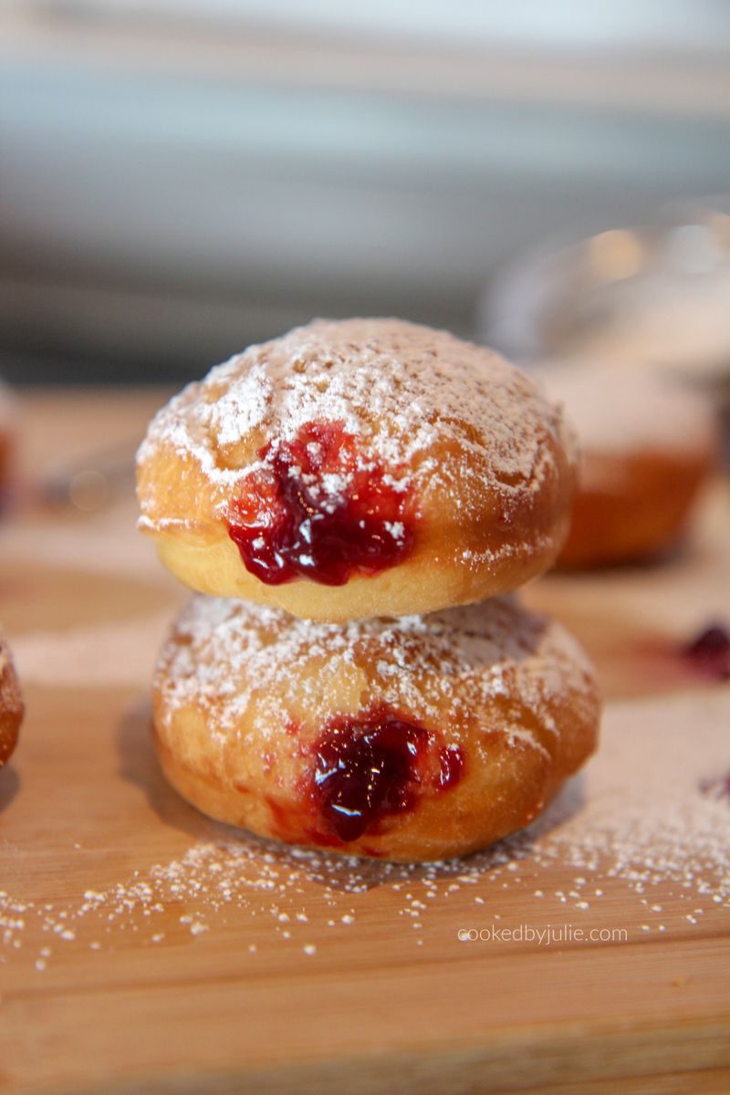 Jelly-Filled Donuts With Powdered Sugar