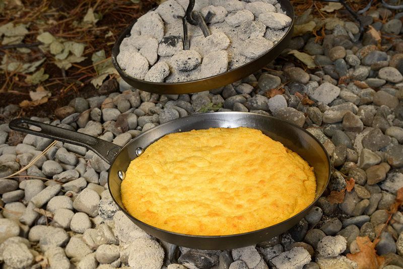 Skillet Cornbread Over Coals