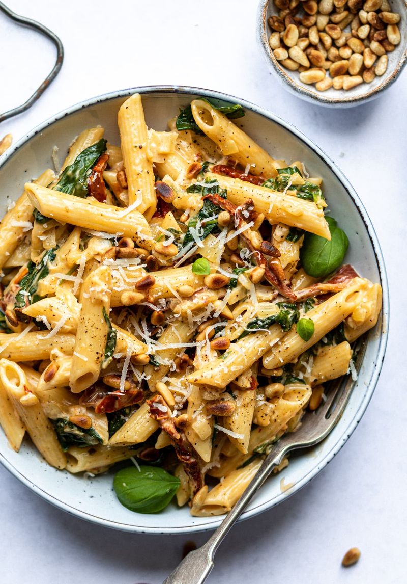 Sun-Dried Tomato Chicken Pasta Salad With Spinach