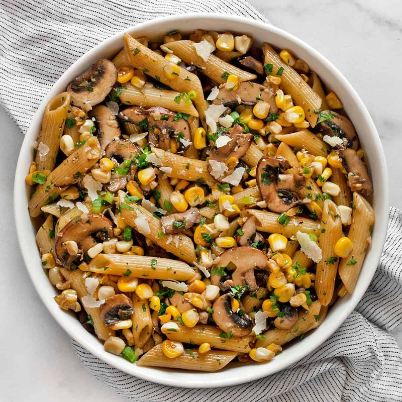 Baby Corn and Mushroom Pasta