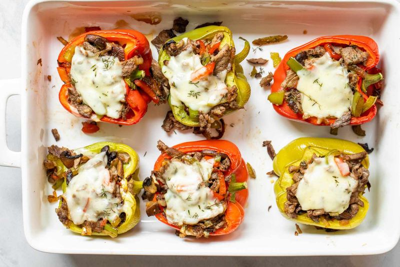 Philly Cheesesteak With Peppers And Onions