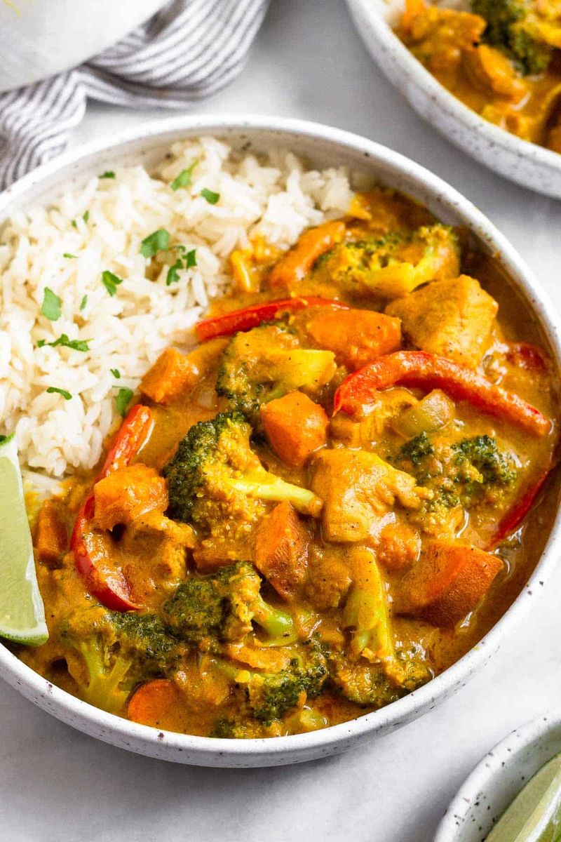 Coconut Curry Chicken With Steamed Veggies