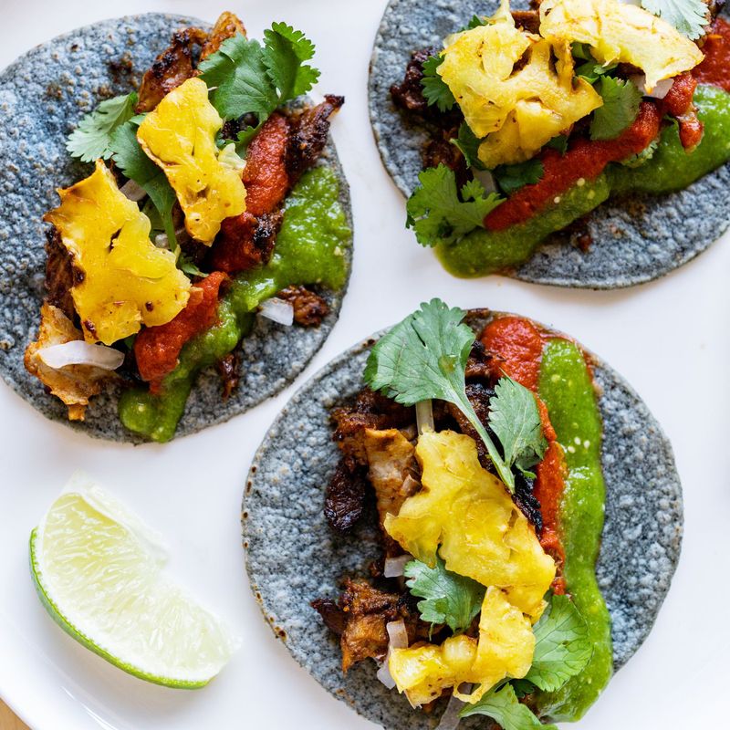 Blue Corn Tacos With Tomatillo Salsa