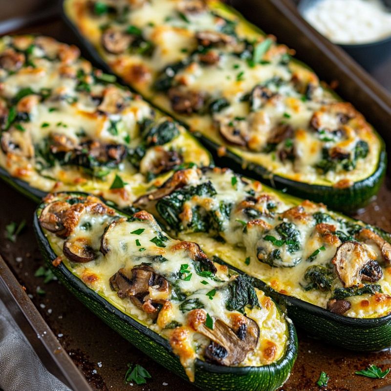 Ricotta Stuffed Zucchini Boats