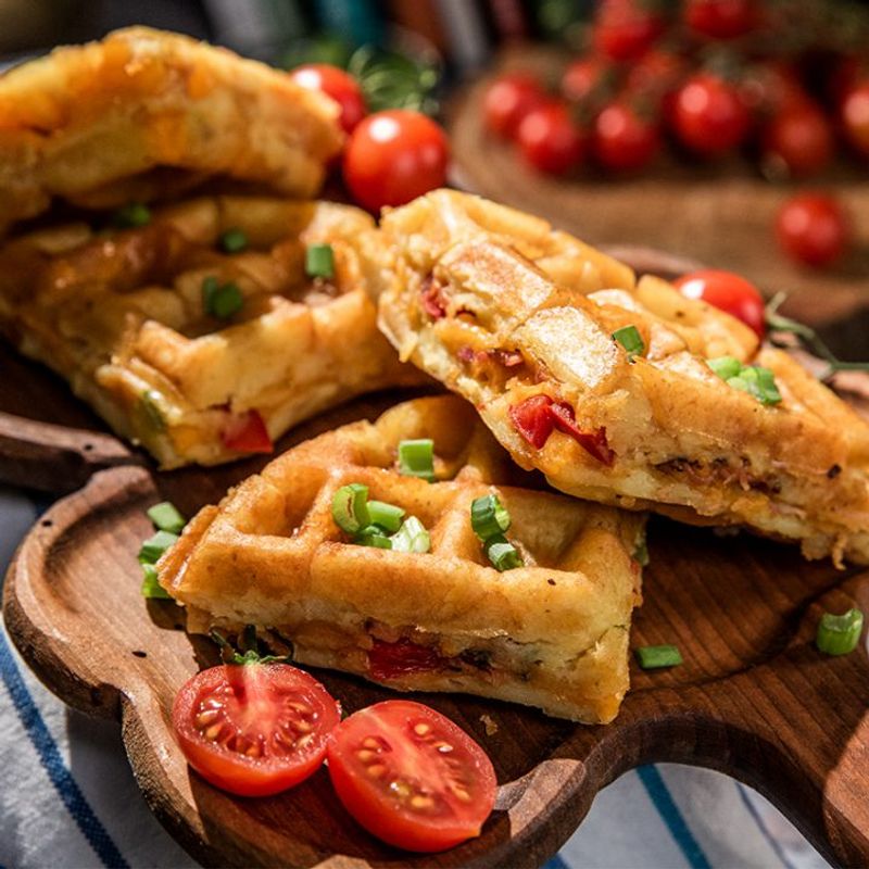 Bacon And Cheddar Stuffed Waffles