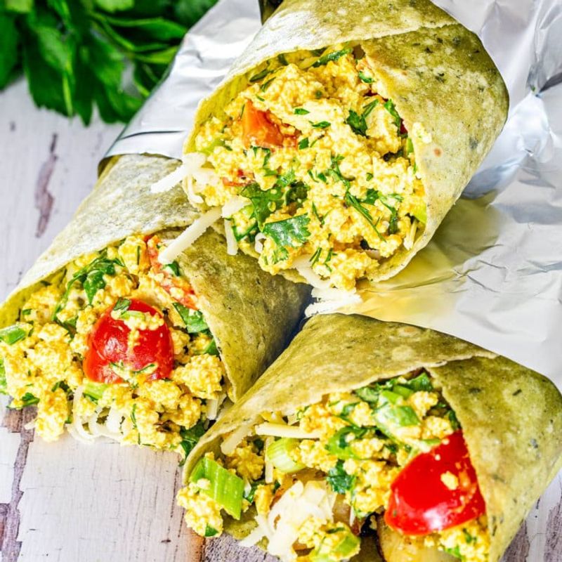 Mediterranean Tofu Scramble Wrap