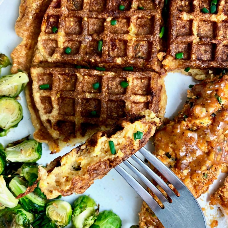 Savory Cheddar And Chive Cornmeal Waffles