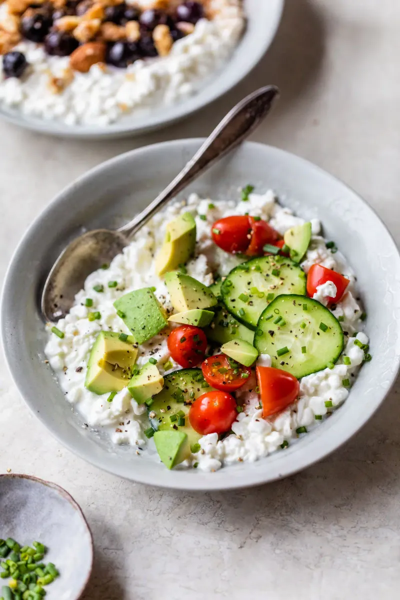 Cottage Cheese With Cherry Tomatoes And Olive Oil